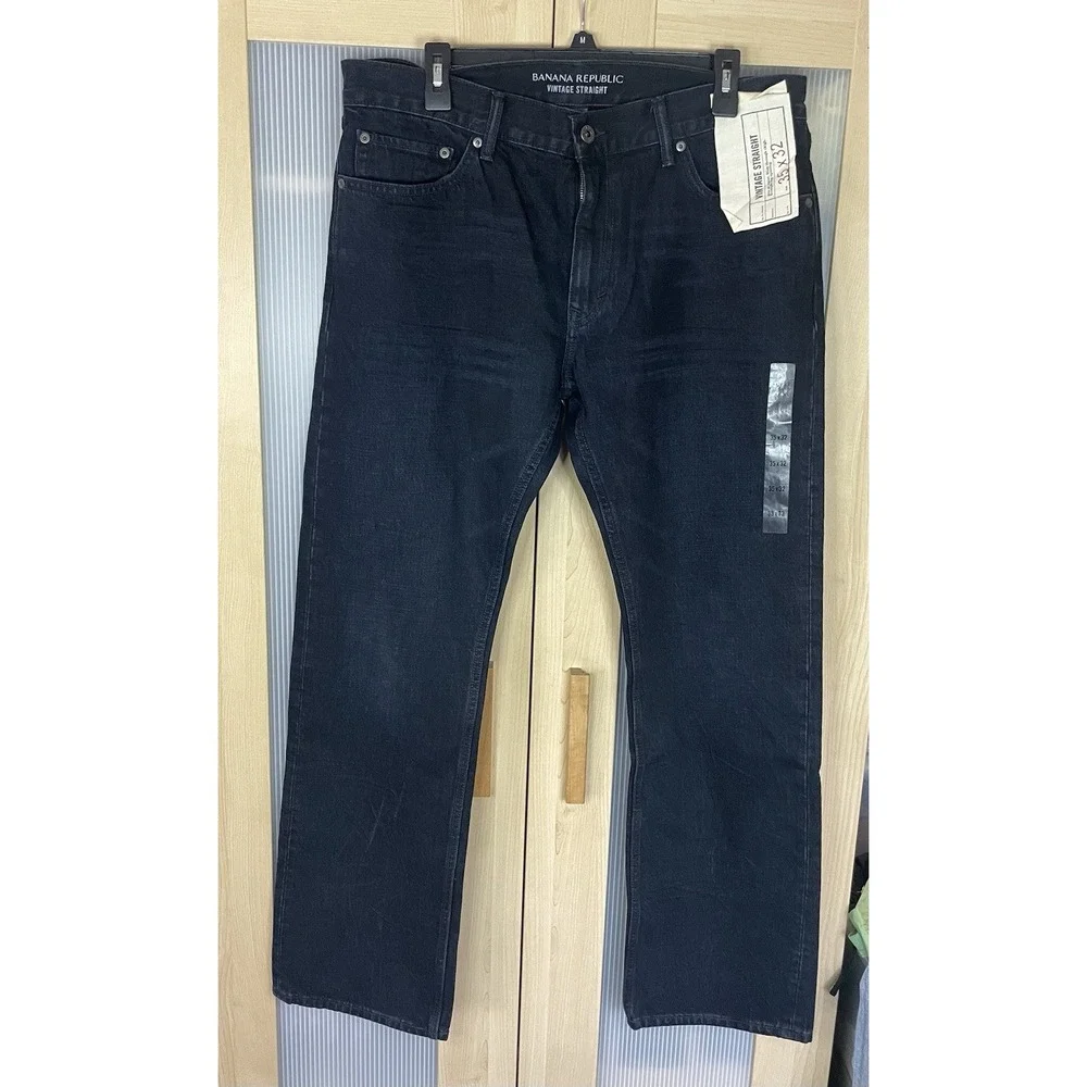 Banana Republic 35 X 32 Vintage Straight Men's Jeans Dark Wsh: NWT Preppy Casual